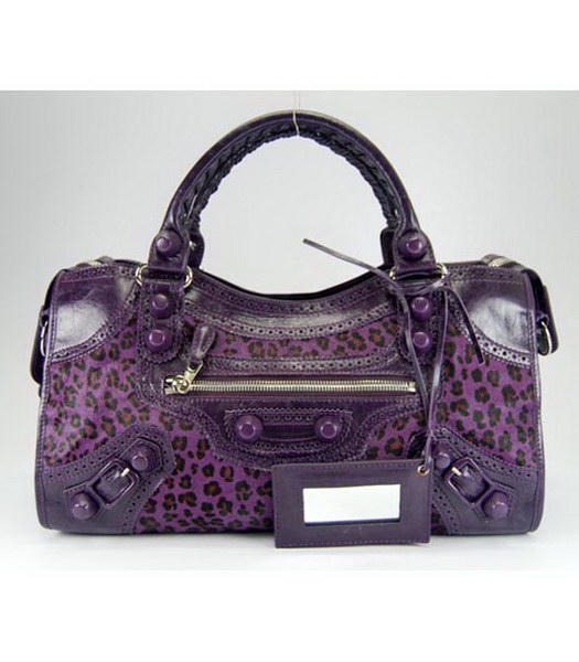 Balenciaga Giant Covered Grande Part Time Borsa leopardo viola Prin